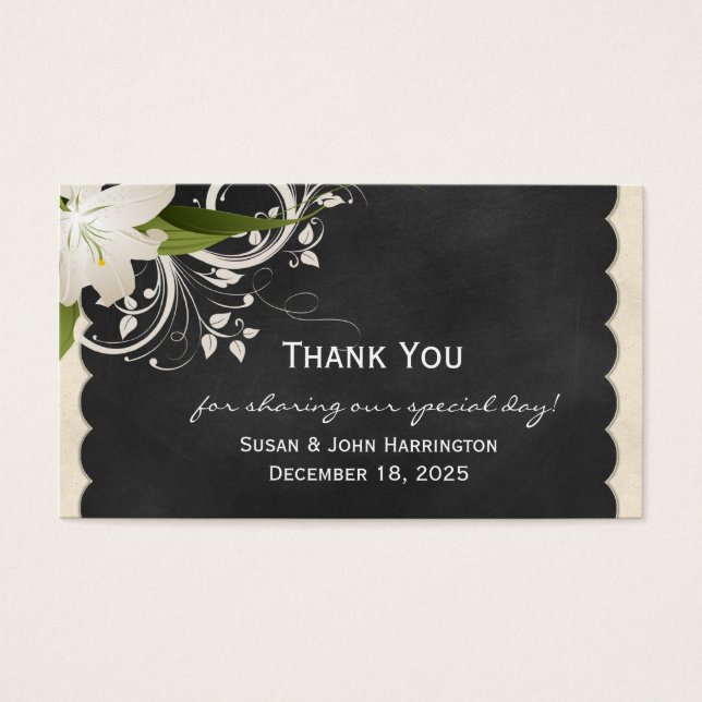 Cartes De Visite Tableau de bord et Merci blanc Lily (Devant)