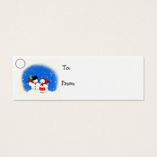 Cartes De Visite Tag cadeau de Noël de Snowman