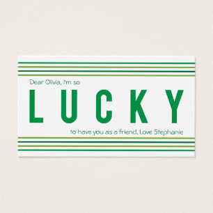 Cartes De Visite Tag cadeau moderne Bold Green Lucky St. Patrick's