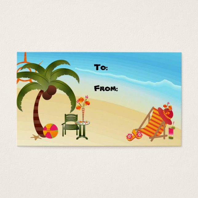 Cartes De Visite Tag cadeau Paradis tropical (Devant)