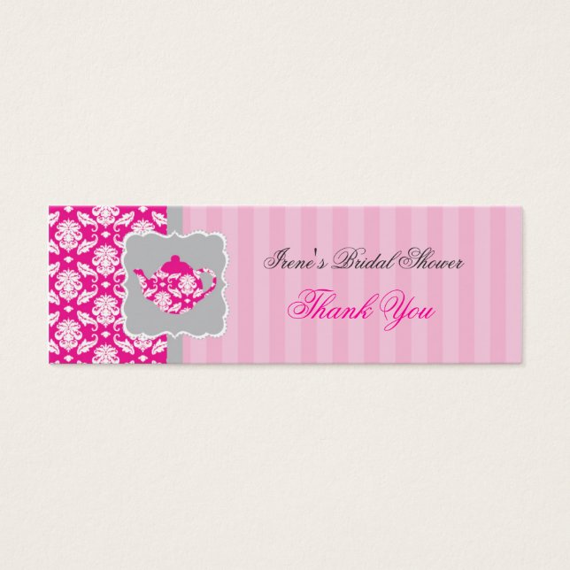 Cartes De Visite Tag de Merci de thé (rose/gris) (Devant)