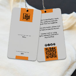 Cartes De Visite Tag de prix du vêtement moderne gris orange