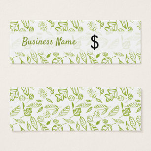 Cartes De Visite Tag de prix Feuille vert frais Doodle Spring