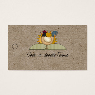 Cartes De Visite Tag de produit Rustic Country Rooster Farm Kraft