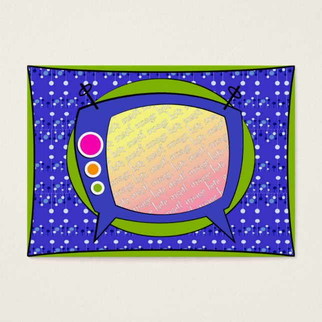 Cartes De Visite Tag Modèle - Retro TV (Devant)