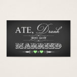 Cartes De Visite Tag vintage Chalkboard Style Wedding Favor - Vert<br><div class="desc">Cette marque de remerciement à la mode en noir et blanc en tableau noir et blanc a une typographie vintage dans une variété de polices avec des rouleaux et des coeurs verts sur elle. Il a une nouvelle façon amusante d'aborder la tendance manger, boire et être marié, avec un petit...</div>