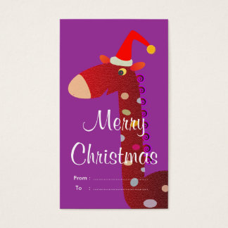 Cartes De Visite Tags cadeaux de Noël : Giraffe rouge
