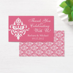 Cartes De Visite Tags Cadeaux préférés de Mariage damassé rose
