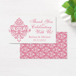 Cartes De Visite Tags Cadeaux préférés Mariage damassé rose et blan