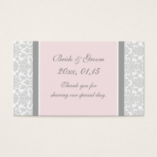 Cartes De Visite Tags favoris gris rose Mariage damassé