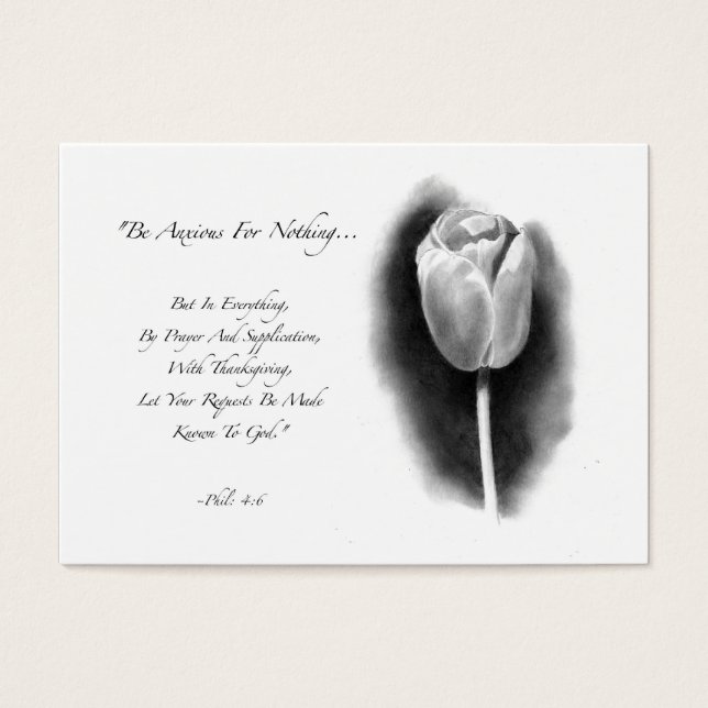 CARTES DE VISITE TAILLE ACEO : TULIP : BIBLE VERSE : PENCIL ART (Devant)