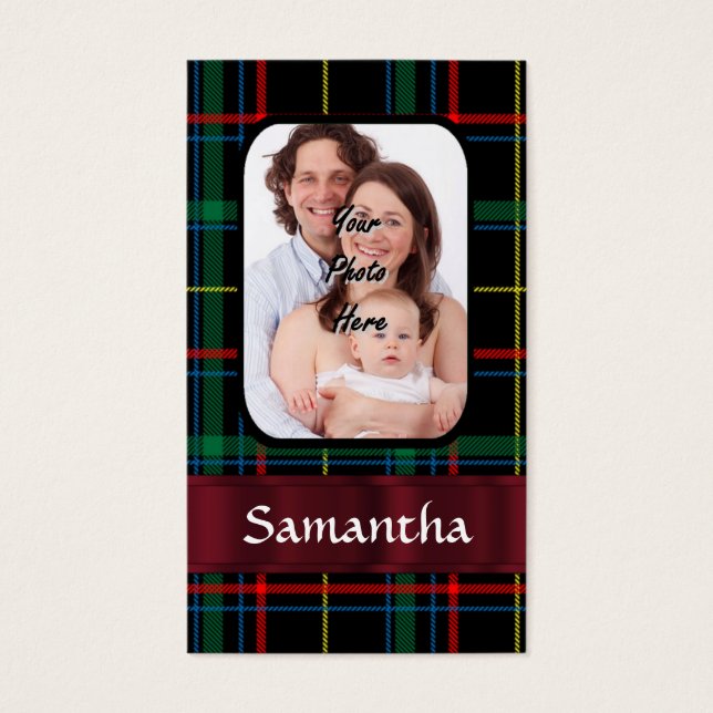 Cartes De Visite Tartan rouge et vert (Devant)