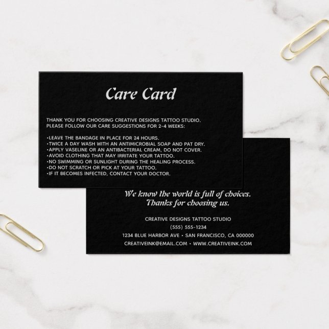 Cartes De Visite Tatouage Microblading Instructions de soins postér (Bureau)