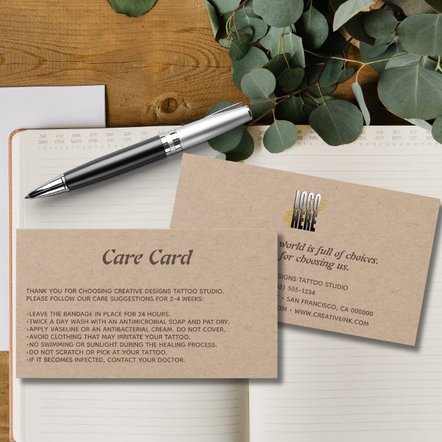 Cartes De Visite Tatouage Microblading Instructions pour les soins  (Créateur téléchargé)