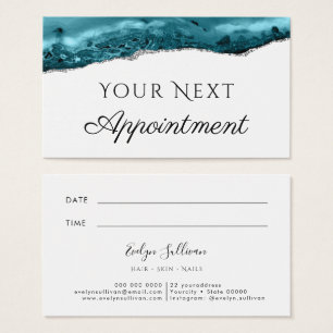 Cartes De Visite Teal Agate Appointment Card