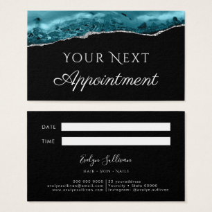 Cartes De Visite Teal Agate on Black Appointment Card