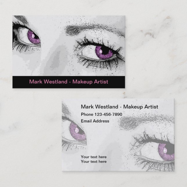 Cartes de visite tendance de maquilleur double fac (Devant / Derrière)