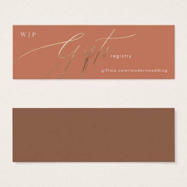 Cartes De Visite Terracotta Dusty Orange Elegant Boho Gold Cadeau R (Devant & derrière)