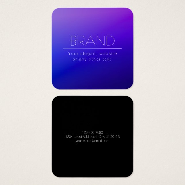 Cartes De Visite Texte éditable élégant et couleur violet moderne f (Devant & derrière)
