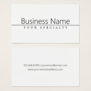 Cartes De Visite Texte noir classique simple sur blanc