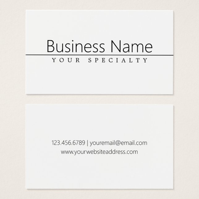 Cartes De Visite Texte noir classique simple sur blanc (Devant & derrière)