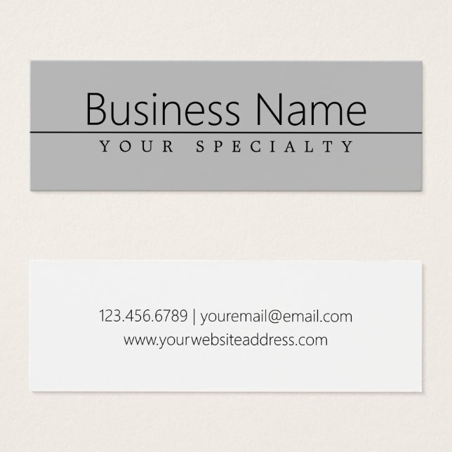 Cartes De Visite Texte noir classique simple sur gris (Devant & derrière)