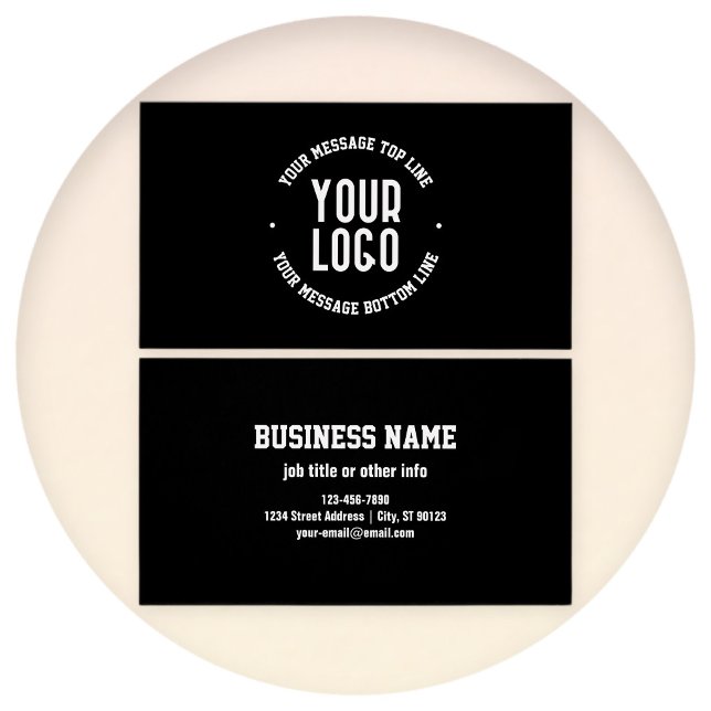 Cartes De Visite Texte personnalisable et logo ou image téléchargé (Créateur téléchargé)