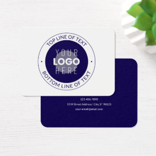 Cartes De Visite Texte personnalisable & Votre logo Bleu foncé vi