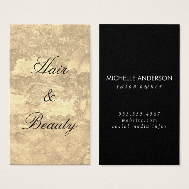 Cartes De Visite Texture chic Coiffure cursive et beauté (Devant & derrière)