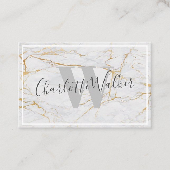 Cartes de visite - Texture Marbre Veines Dorées (Devant)
