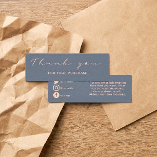 Cartes De Visite Thank you order, rustic social media insert card
