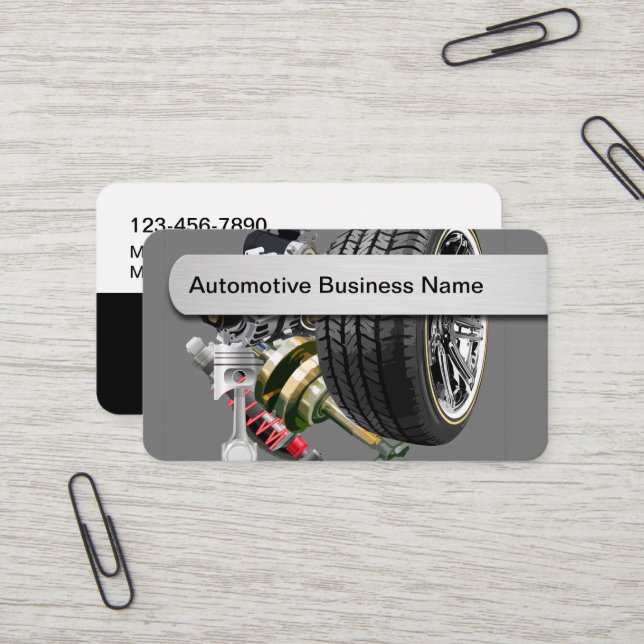 Cartes de visite thème automobile cool (Devant/Arrière en situation)