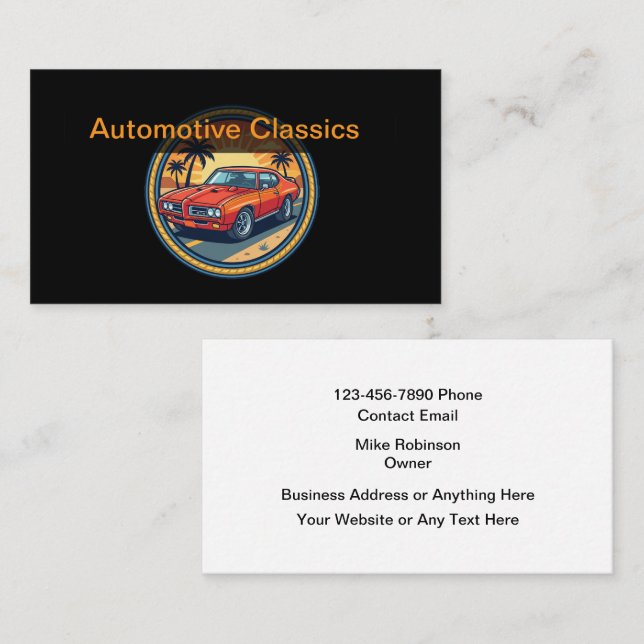 Cartes de visite Thème Automobile Voiture Classiqu (Devant / Derrière)