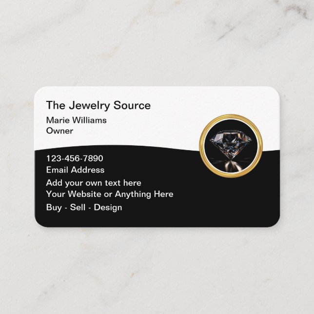 Cartes de visite thème bijoux élégants Design (Devant)