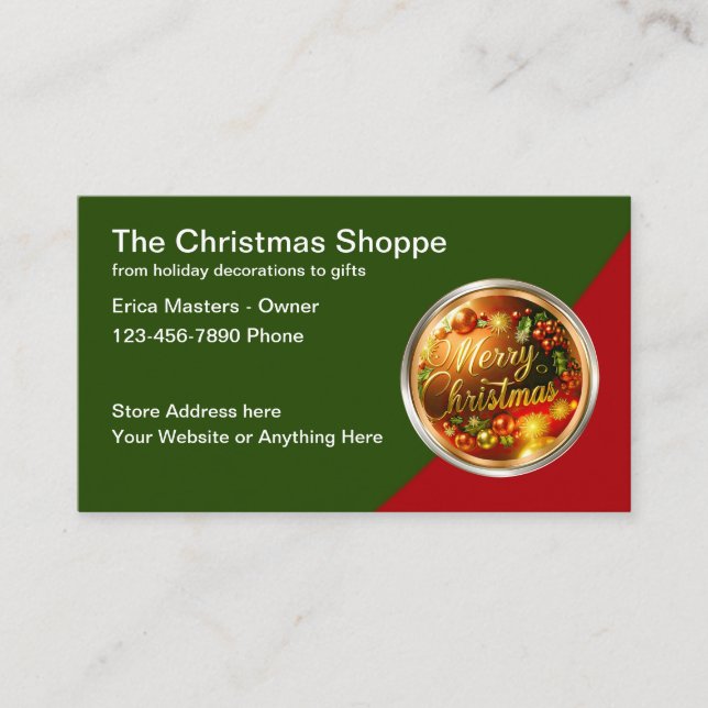 Cartes de visite Thème Boutique de Noël (Devant)