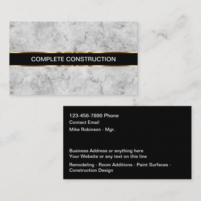 Cartes de visite Thème Construction Chic (Devant / Derrière)