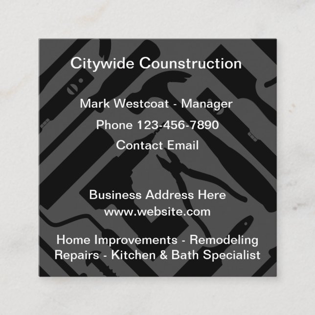 Cartes de visite thème construction moderne cool (Devant)