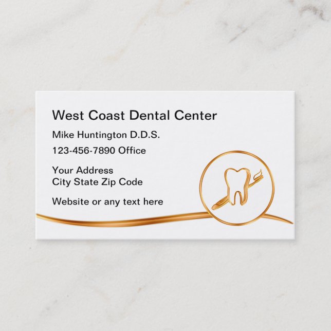 Cartes de visite Thème de dentiste chic (Devant)