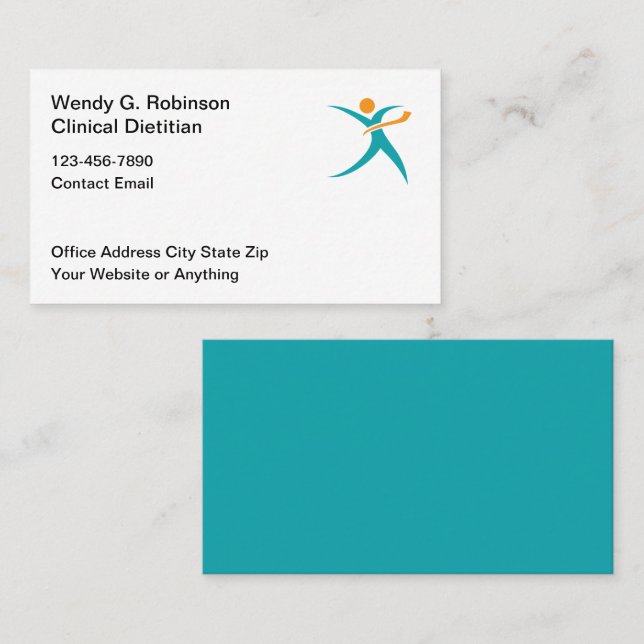 Cartes de visite thème diététiste clinicienne (Devant / Derrière)
