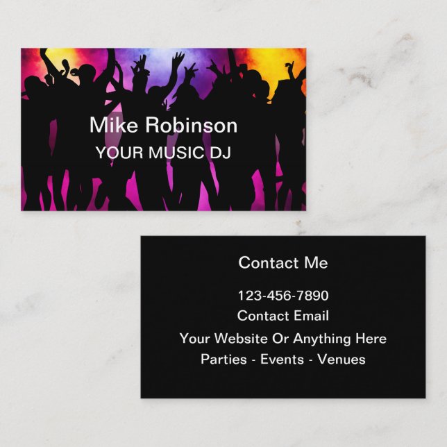 Cartes de visite thème DJ musique Cool (Devant / Derrière)
