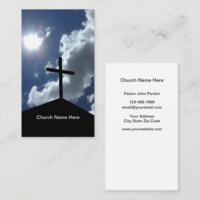 Cartes de visite thème Église chrétienne (Devant / Derrière)