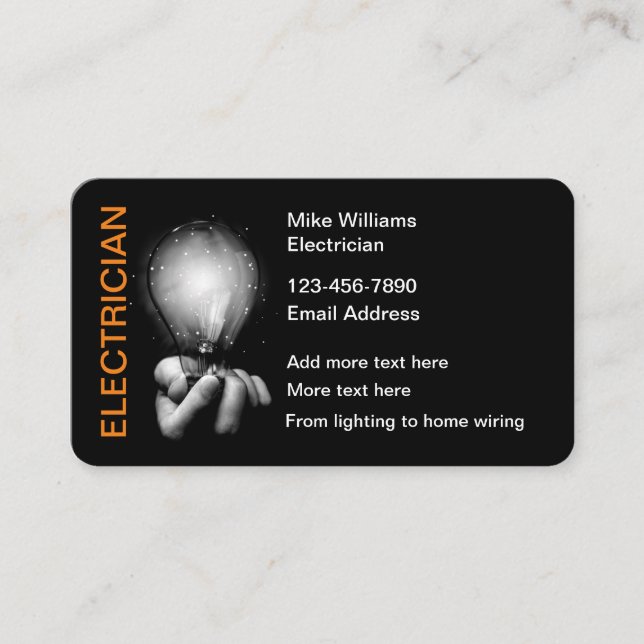Cartes de visite thème électricien cool (Devant)