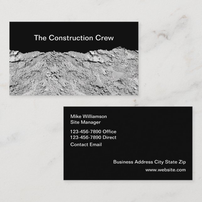 Cartes de visite Thème Enduit de Construction Cool (Devant / Derrière)