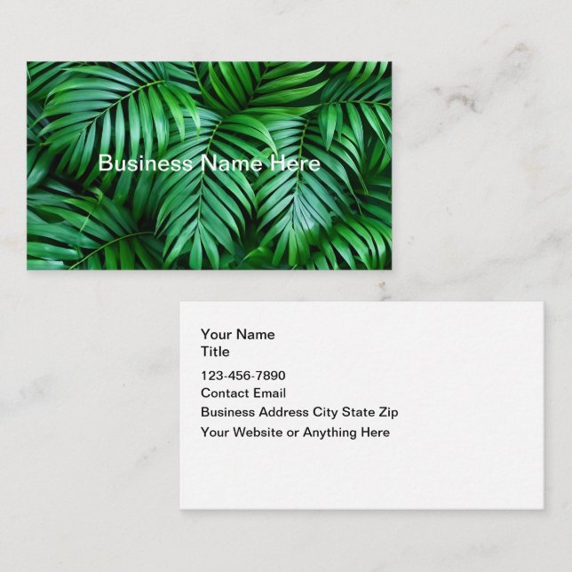 Cartes de visite Thème Feuilles de Palmiers Tropic (Devant / Derrière)