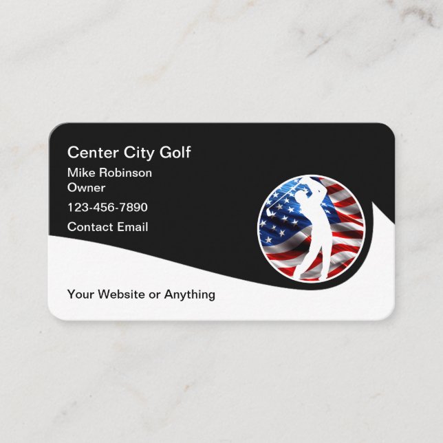 Cartes de visite thème golf cool moderne coin arro (Devant)