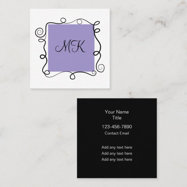 Cartes de visite thème monogramme pour dames branc (Devant / Derrière)