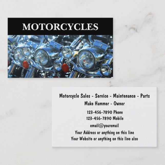 Cartes de visite Thème Motos Cool (Devant / Derrière)