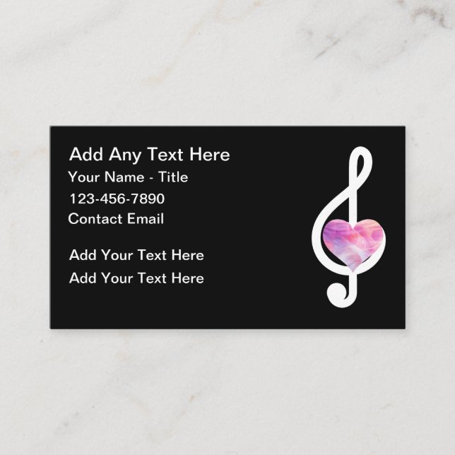 Cartes de visite Thème Note Musicale Tendance (Devant)