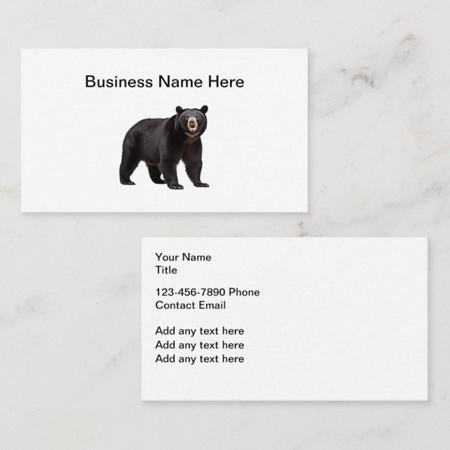 Cartes de visite Thème Ours de la Nature  (Devant / Derrière)