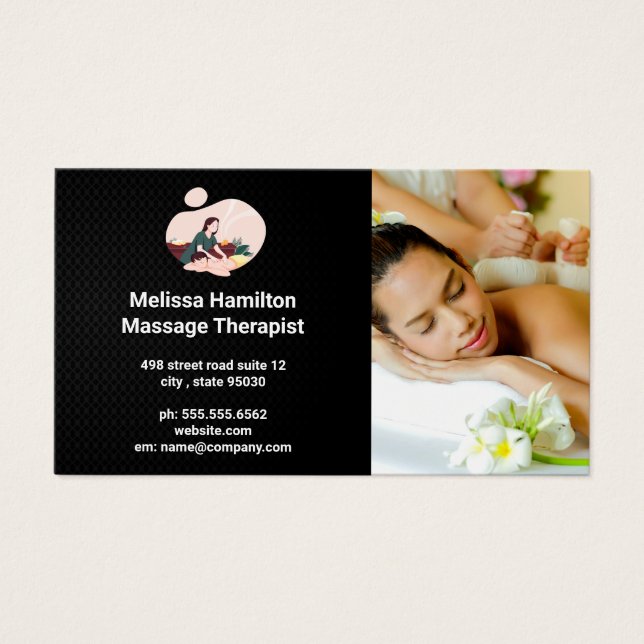 Cartes De Visite Thérapeute de massage | Logo de Spa (Devant)